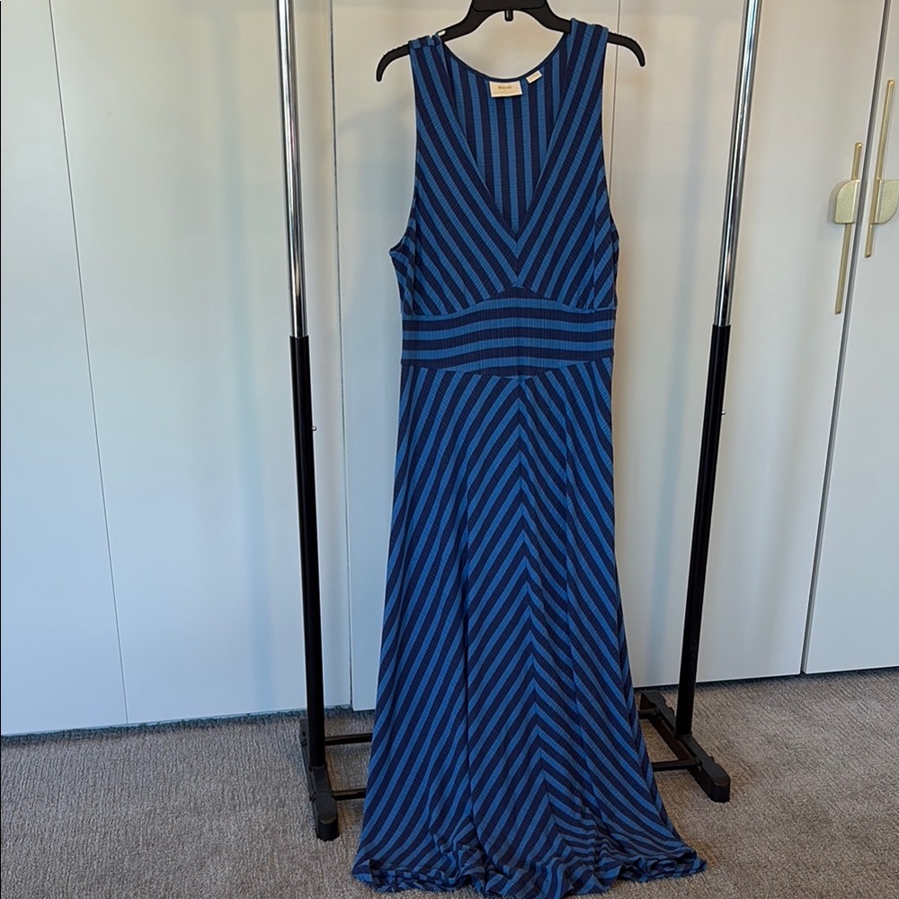 Anthropologie Maeve Blue Striped Sleeveless Maxi Dress